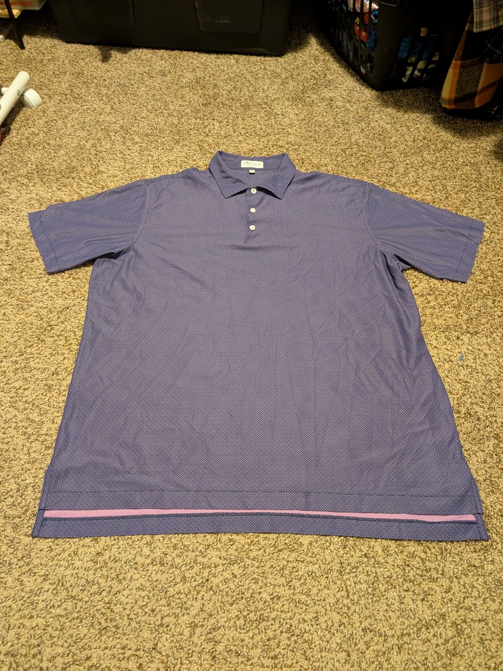 Peter Millar Purple Polo with Pink Hem Accent
